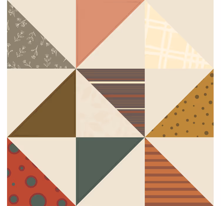 Vintage behang patchwork geometrisch driehoekpatroon - TenStickers