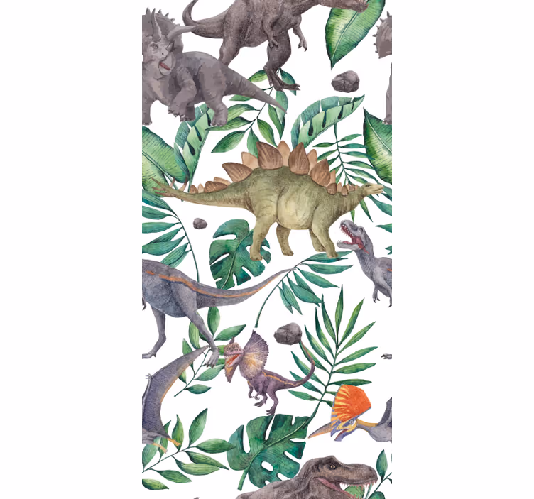 Dinosaurus behang jurassic aquarel patroon - TenStickers