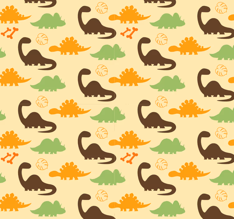 Dinosaurus behang beige achtergrond - TenStickers