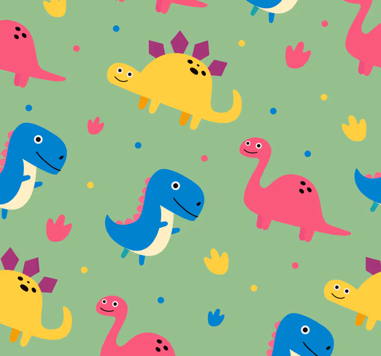 Dinosaurus behang kleurrijke stijl - TenStickers