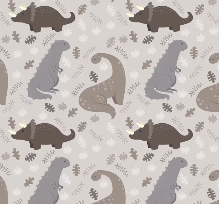 Dinosaurus behang grijs patroon - TenStickers