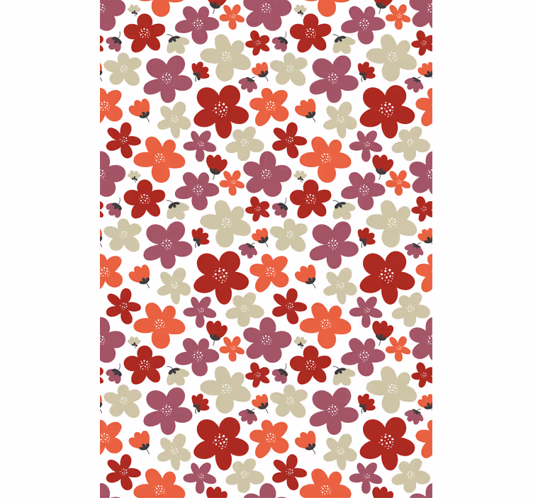 Behang kantoor rode abstracte bloemenpatroon - TenStickers