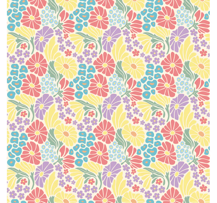 Behang woonkamer pastel bloemen - TenStickers