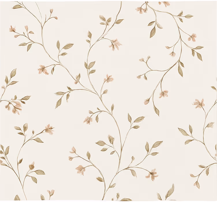 Behang woonkamer witte achtergrond met bloemen - TenStickers