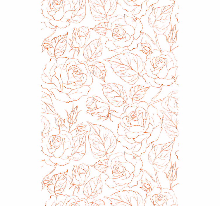 Behang woonkamer delicate rozenpatronen - TenStickers