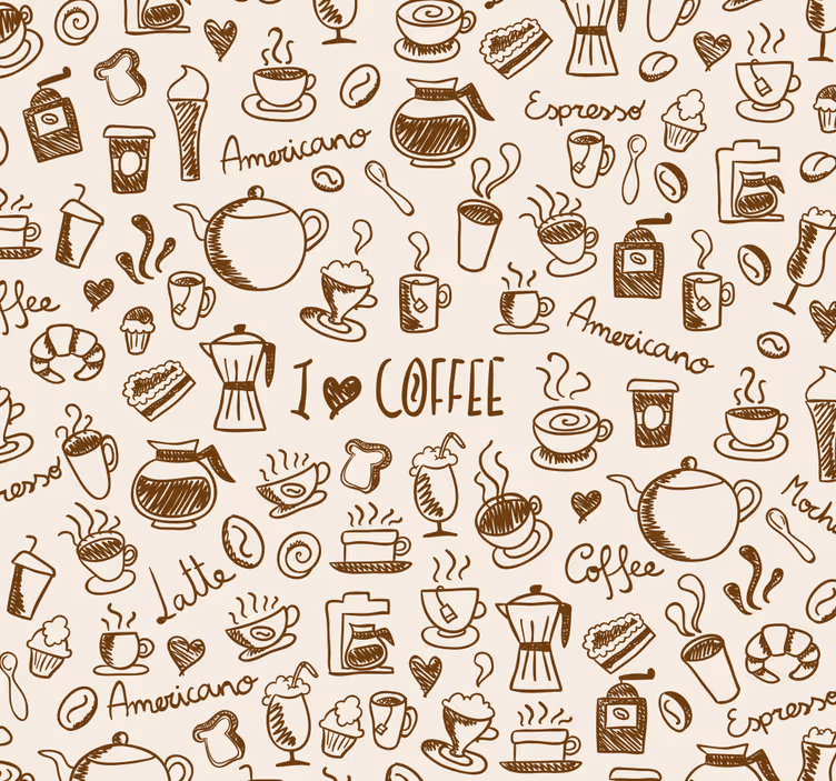Behang keuken met koffiemotief - TenStickers