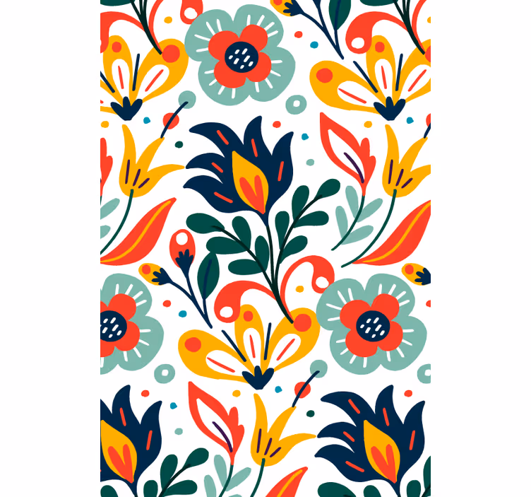 Moderne behangpapier met kleurrijke bloemen - TenStickers