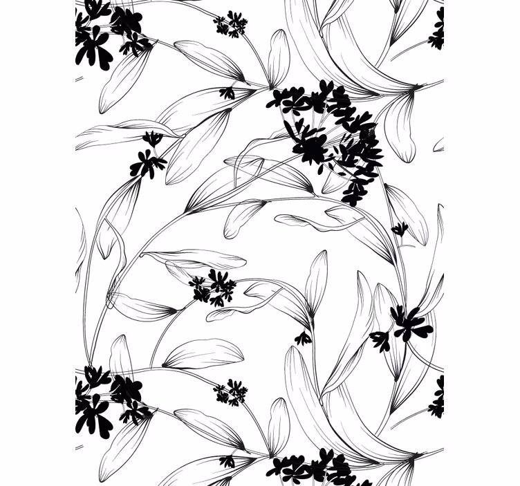 Moderne behangpapier zwart bladeren patroon - TenStickers