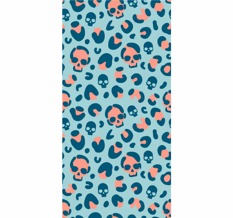 Moderne behangpapier blauw en roze schedel luipaard patroon - TenStickers