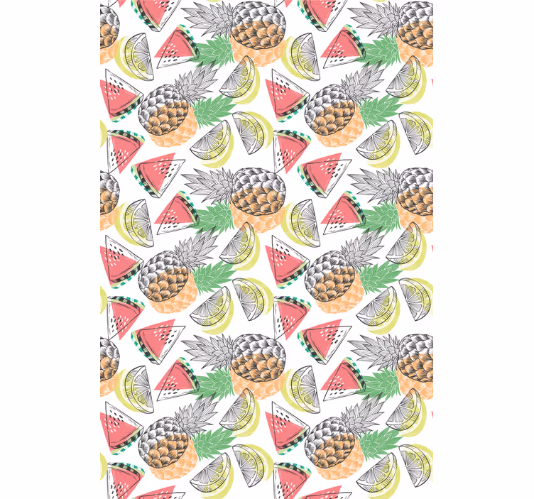 Moderne behangpapier kleurrijk patroon zomervruchten - TenStickers