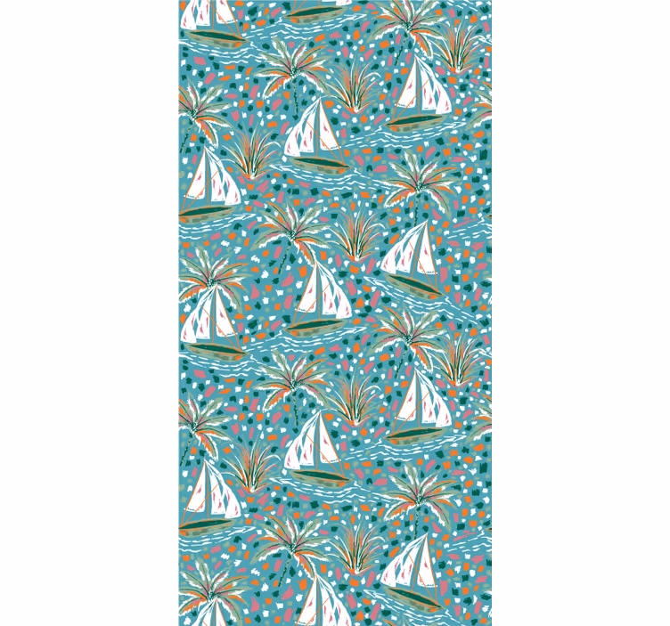 Moderne behangpapier aquarel schepen patroon - TenStickers