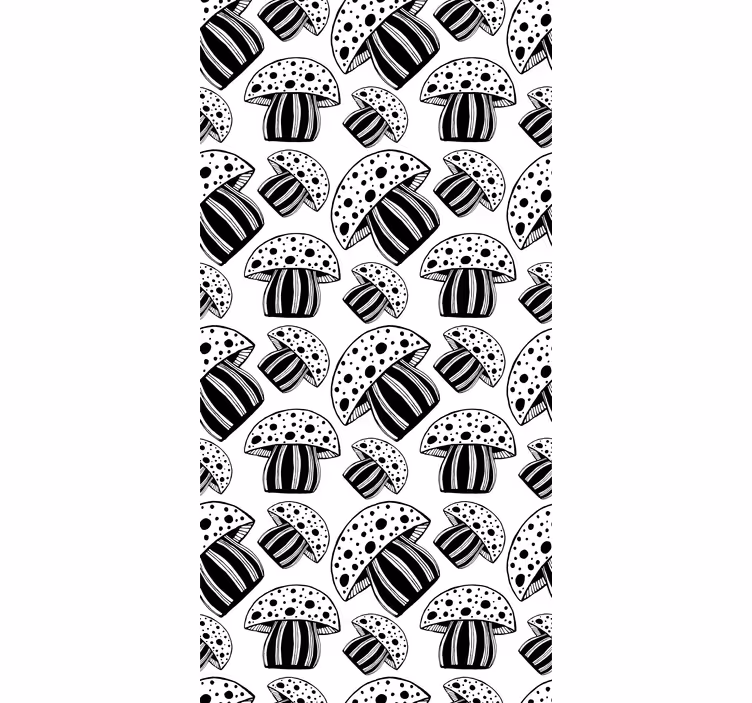 Moderne behangpapier zwart-witte etnische paddenstoelen - TenStickers