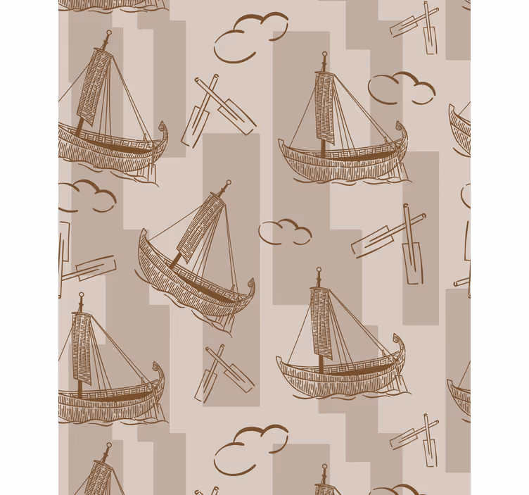 Behangpapier kinderkamer zeilbootjes patroon - TenStickers