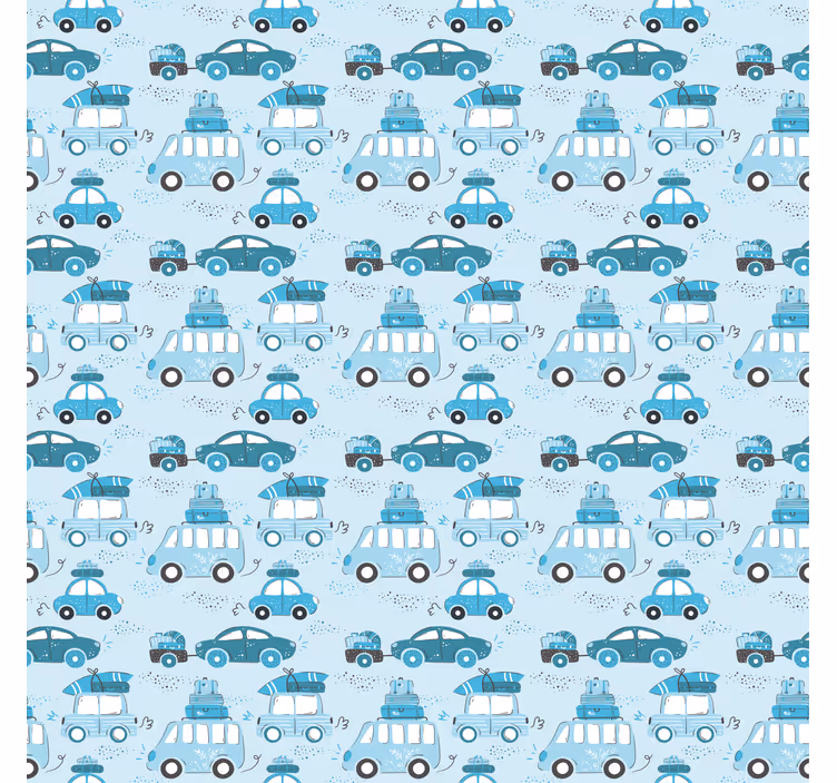 Behangpapier kinderkamer blauw auto's patroon - TenStickers