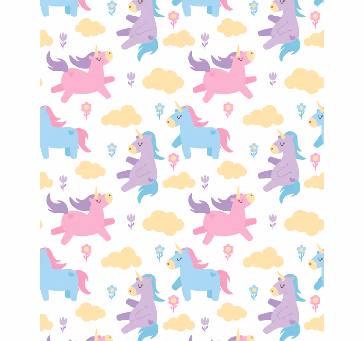 Behangpapier kinderkamer eenhoorns en wolken - TenStickers