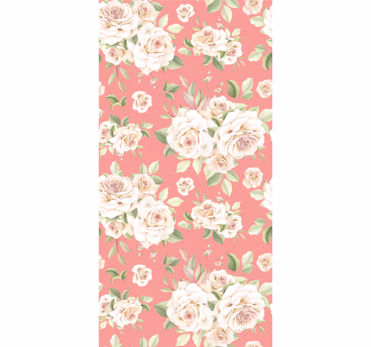 Eetkamer behang rozen bloemenpatroon - TenStickers
