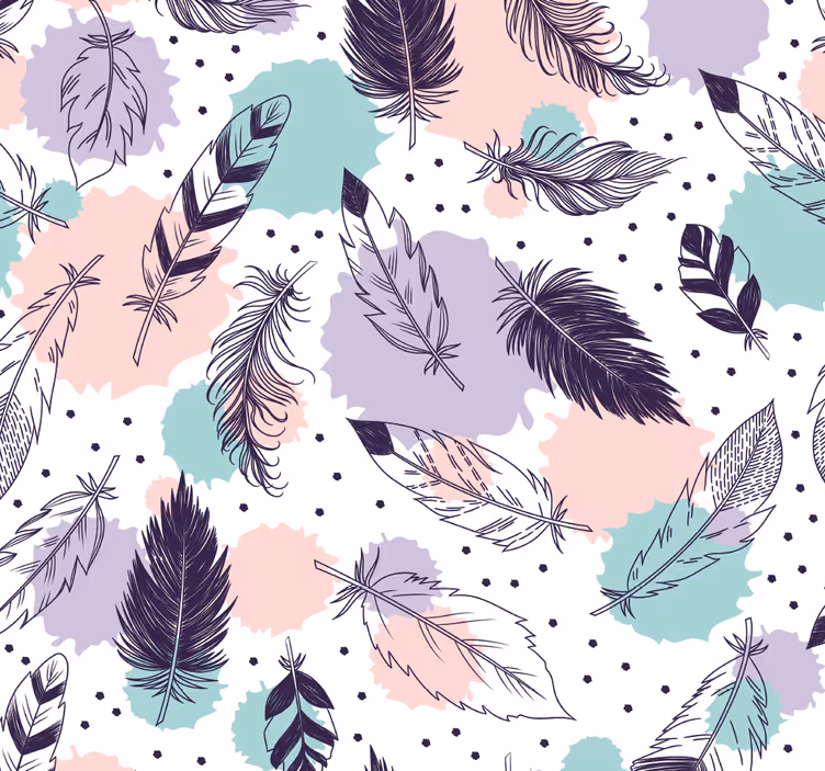 Behang badkamer boho veren patroon - TenStickers