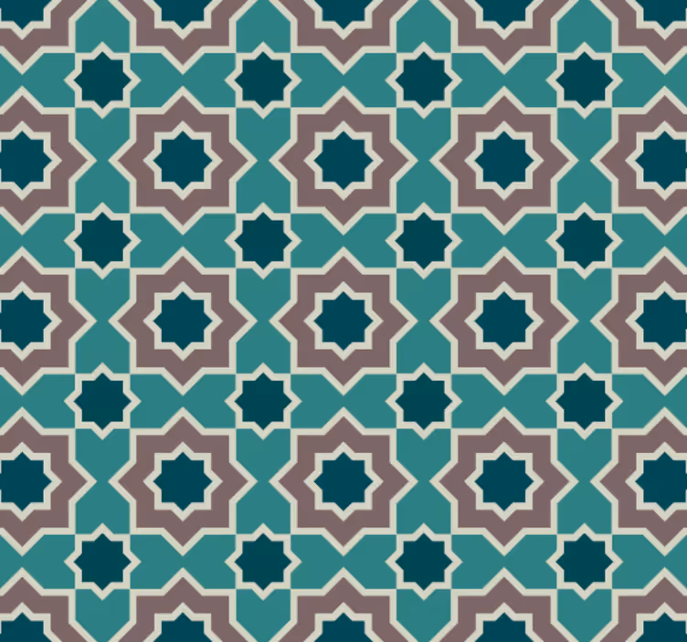Behang keuken turquoise en groene vormen - TenStickers