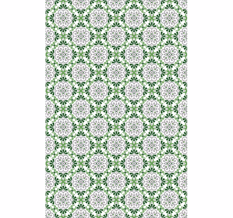 Behang keuken groene bloemenmozaïek - TenStickers
