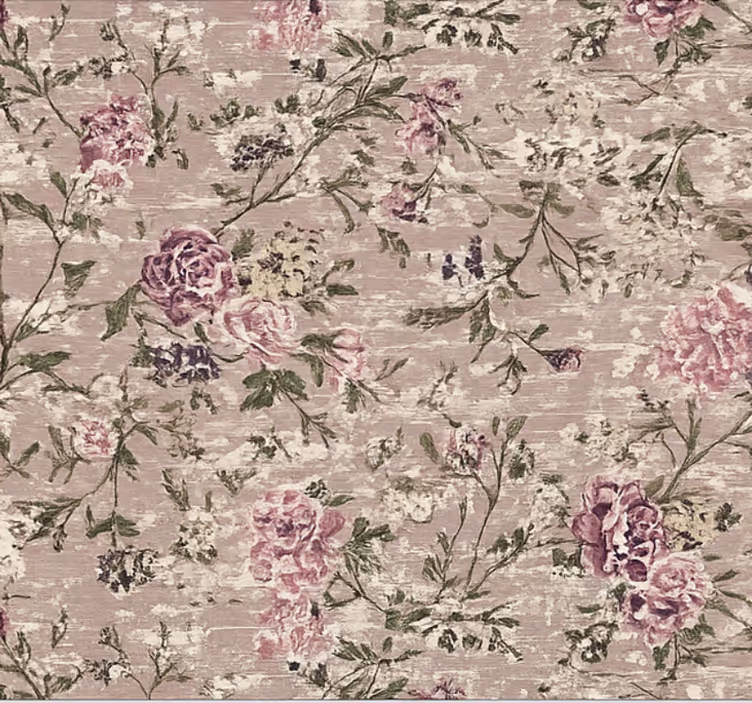 Behang woonkamer vintage bloem paars - TenStickers
