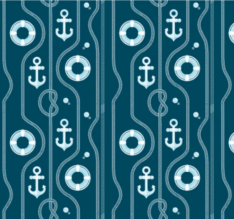 Behang badkamer blauwe nautische anker - TenStickers