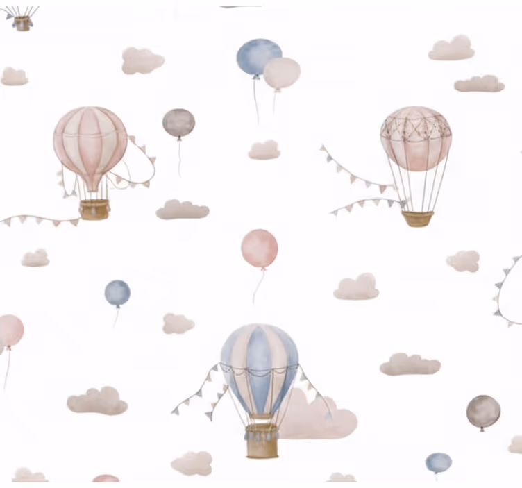 Behang woonkamer pastel luchtballon - TenStickers