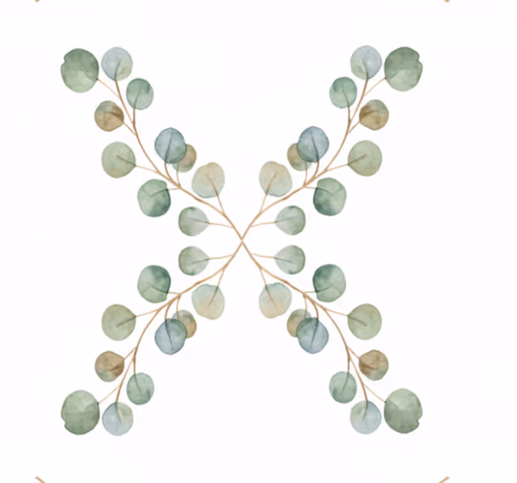 Behang woonkamer eucalyptus aquarel tak - TenStickers