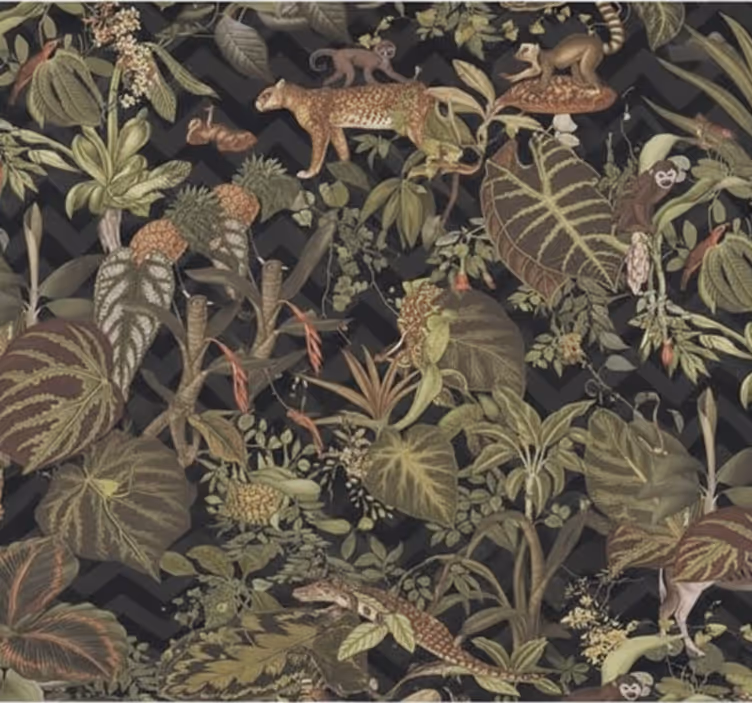 Behangpapier hoofdslaapkamer jungle dieren - TenStickers