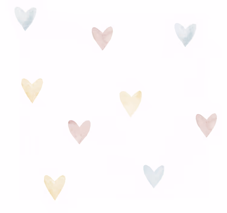 Behangpapier hoofdslaapkamer waterverf pastel hartjes - TenStickers