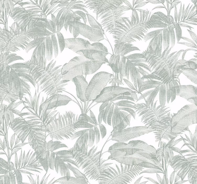 Behangpapier hoofdslaapkamer silver sketch palm - TenStickers