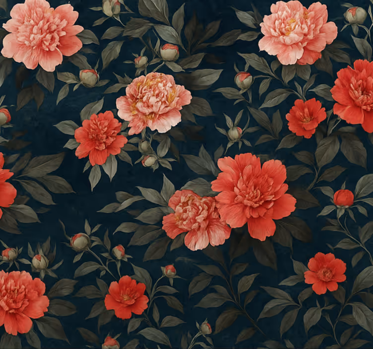 Behang woonkamer vintage donkere botanische - TenStickers