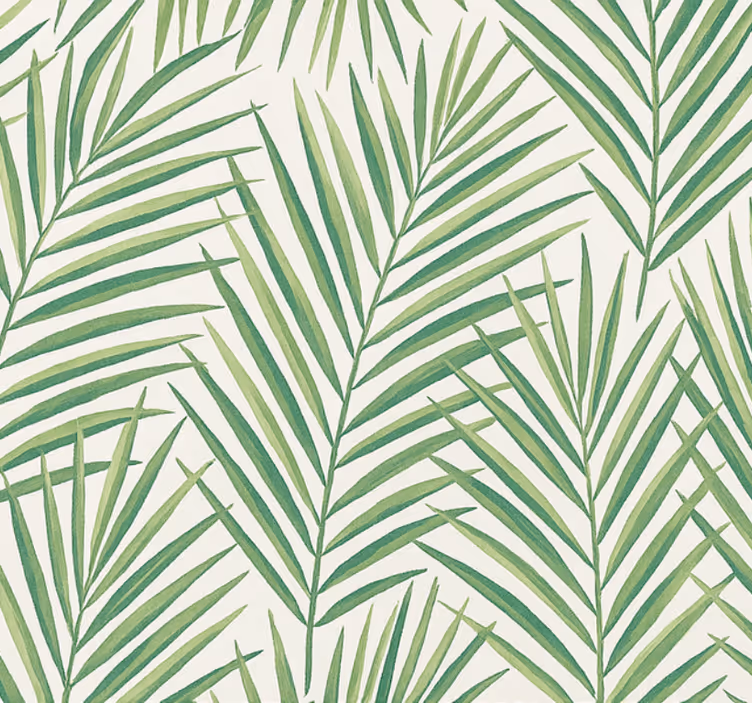 Behang woonkamer tropische dunne groene bladeren - TenStickers