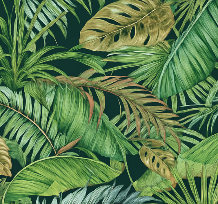 Behang woonkamer tropische bladeren jungle - TenStickers