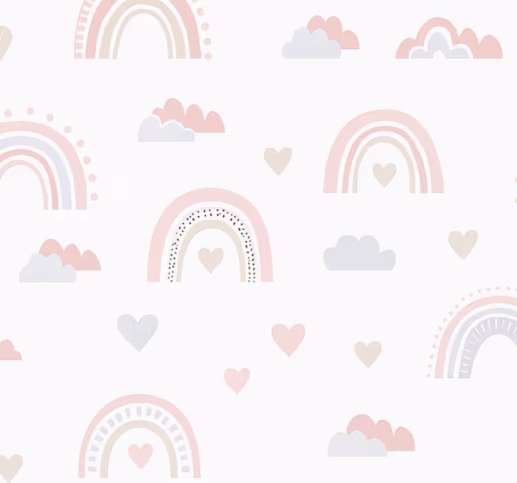 Behangpapier kinderkamer roze regenboog design - TenStickers