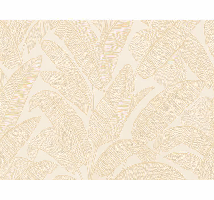 Behang woonkamer beige bananenbladpatroon - TenStickers
