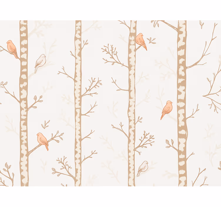 Behangpapier kinderkamer vogels en bomen patroon - TenStickers