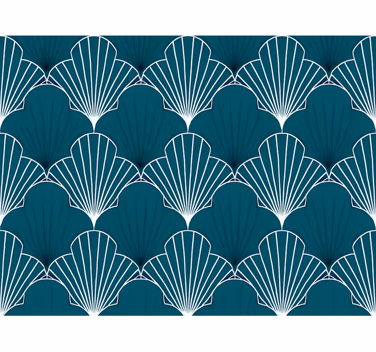 Behang abstract modern teal schelp fan - TenStickers