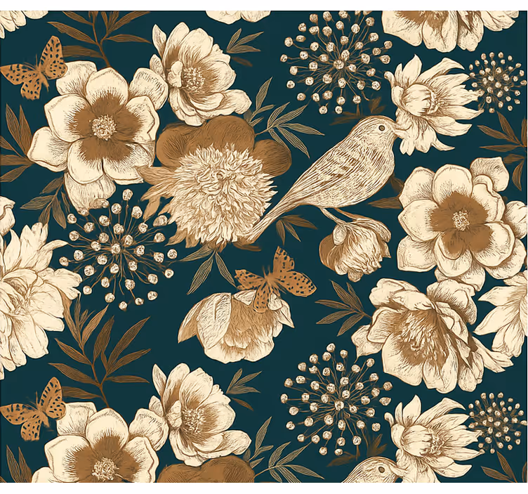 Behang vogels vintage botanische chinoiserie - TenStickers