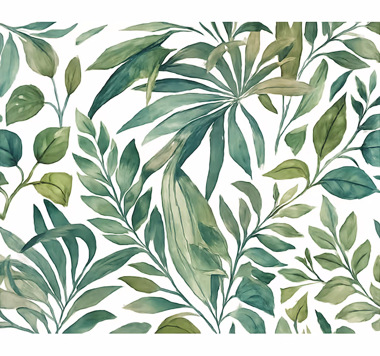 Behang bladeren watercolor jungle bladeren - TenStickers