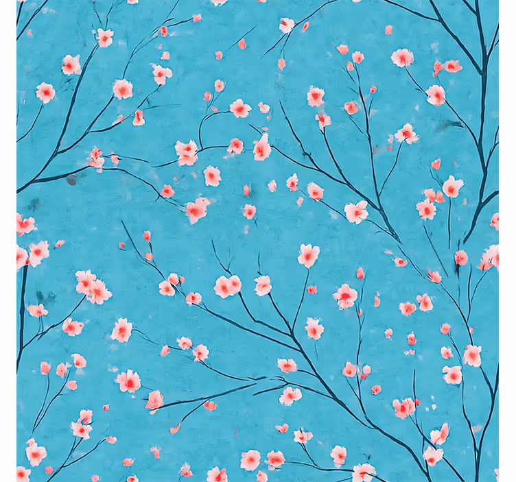 Bloemen behang teal kersenbloesem - TenStickers