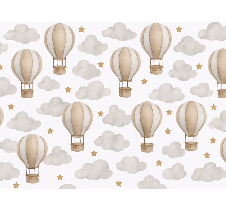 Babykamer behang sterren aarde ballonnen - TenStickers