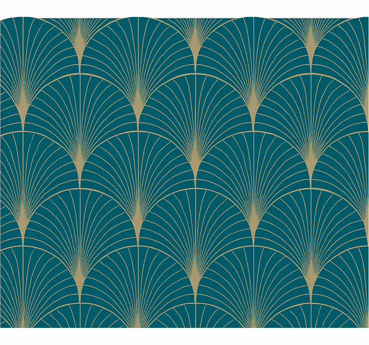 Behangpapier hoofdslaapkamer blauw gouden kunst decor - TenStickers