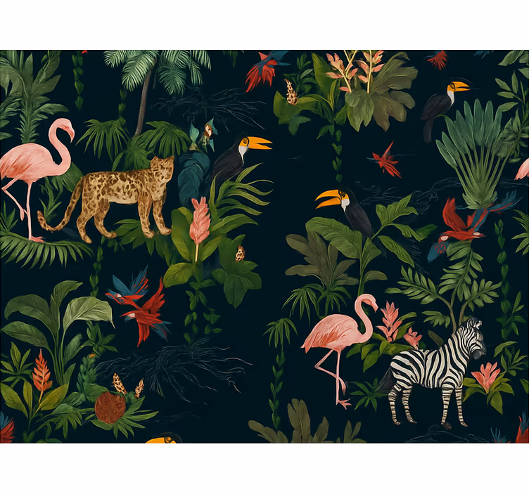 Behangpapier hoofdslaapkamer donker exotisch design - TenStickers