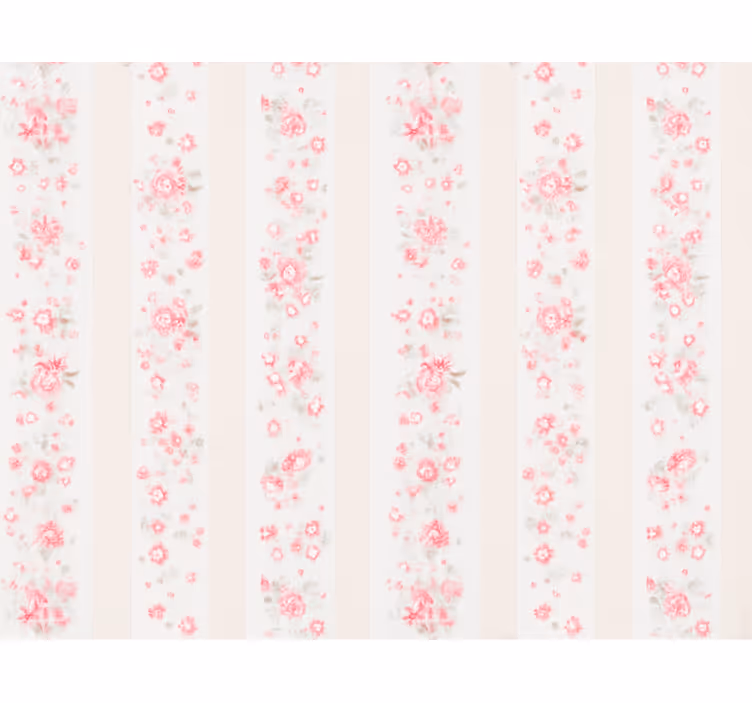 Behangpapier kinderkamer roze retro bloemen strepen - TenStickers