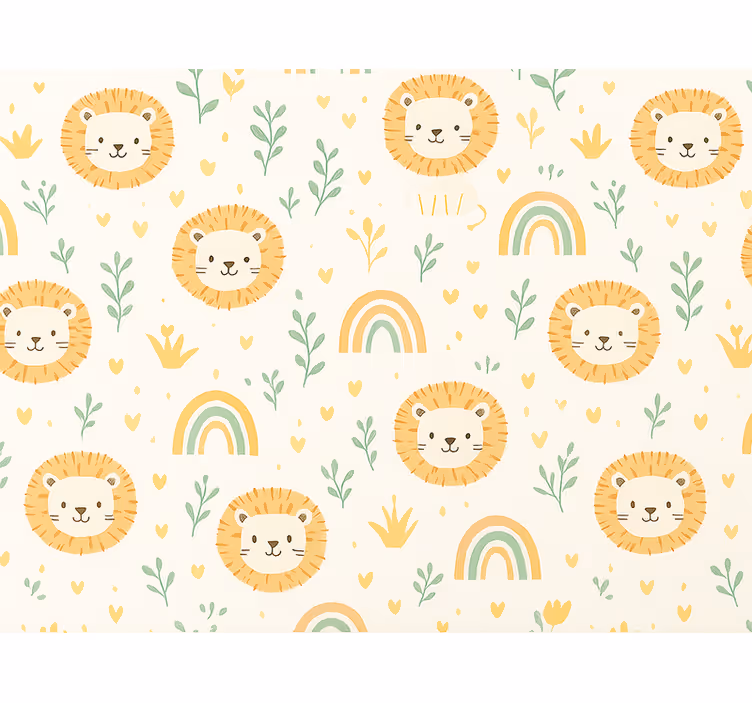 Behangpapier kinderkamer regenboog en leeuwen design - TenStickers