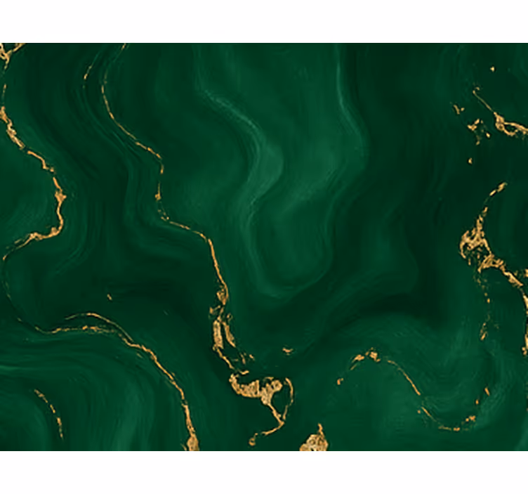 Behangpapier hoofdslaapkamer smaragdgroen met gouden marmer - TenStickers
