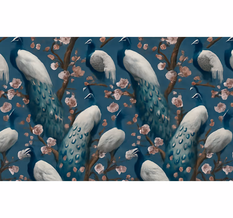 Slaapkamer behang elegante mooie pauwen - TenStickers