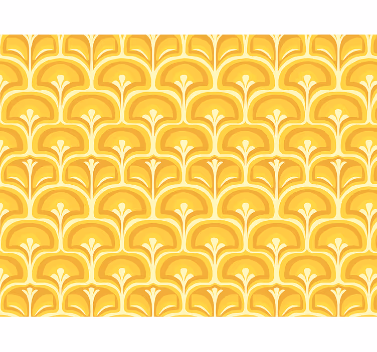 Behang woonkamer retro 70s gele figuren - TenStickers