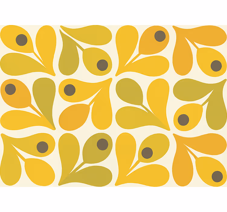 Behang woonkamer retro gele geometrische patronen - TenStickers