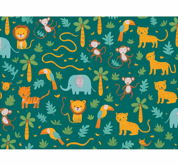 Behangpapier kinderkamer schattig simpel jungle ontwerp - TenStickers